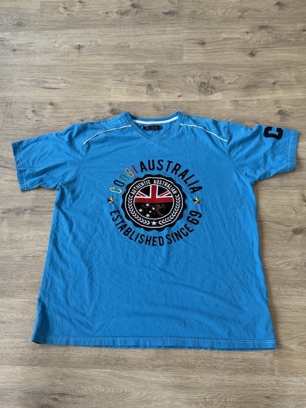 Coogi Australia Graphic Tee Blue Embroidered Logo Vintage Style 3X